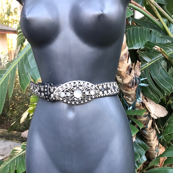 Guess silver stud and moonstone statement belt main image 6